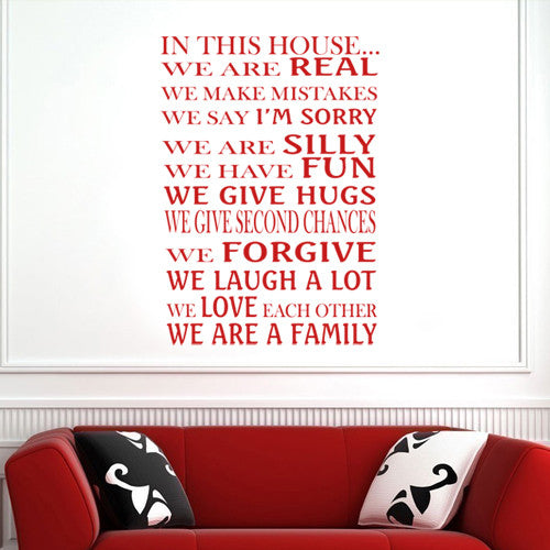 IN THIS HOUSE WE ARE A FAMILY Vinyl Decal Wall Decor Art Sticker V11