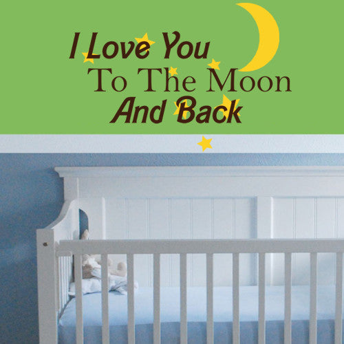I LOVE YOU TO THE MOON AND BACK VINYL ART STICKER DECAL NURSERY DECOR WALL QUOTE V1