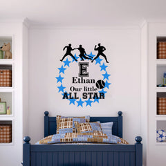PERSONALIZED BASEBALL OUR LITTLE ALL STAR INITIAL AND NAME Vinyl Decal Wall Sticker