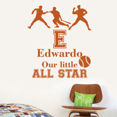 PERSONALIZED BASEBALL OUR LITTLE ALL STAR INITAL AND NAME VINYL WALL ART STICKER DECAL