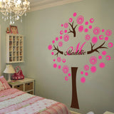 PERSONALIZED CIRCLE TREE WITH NAME AND INITIAL Vinyl Decal Wall Decor Art Sticker V44
