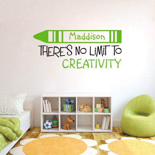 PERSONALIZED NAME THERES NO LIMIT TO CREATIVITY VINYL WALL ART STICKER DECAL HOME DECOR FAMILY ROOM v51