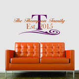 EST FAMILY NAME WITH SCROLL Vinyl Decal Wall Decor Art Sticker V8