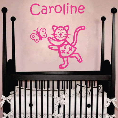 Cat In A Dress Personalized Vinyl Decal Wall Decor Art Sticker