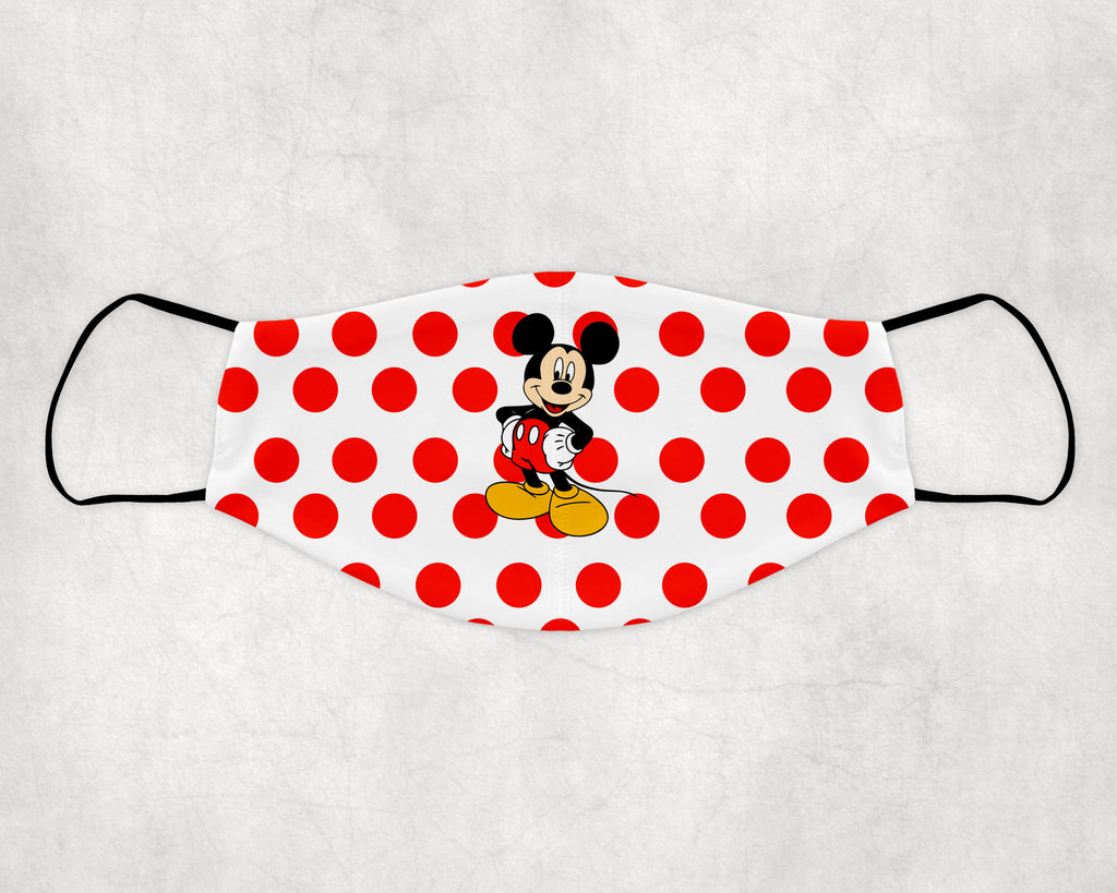 Mickey Mouse with polka dots Adult FACE MASK Washable Reusable with Filter pocket and FILTER